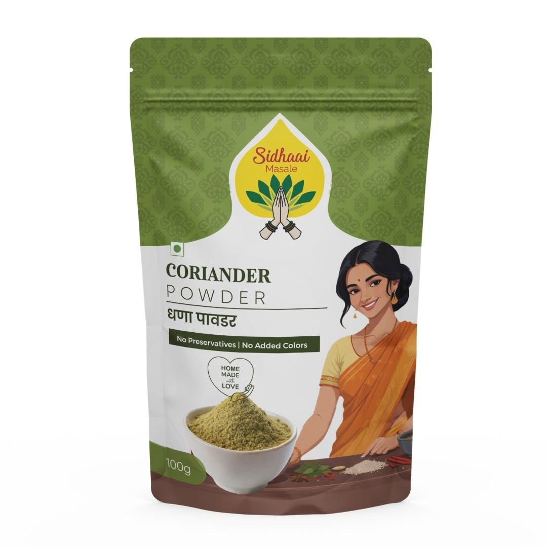 Premium Coriander Powder Green 100 grams | Pure Ground Dhaniya Powder | Aromatic Spice for Cooking | Fresh Flavor Enhancer for Curries, Gravies, Vegetables & Daily Indian Cuisine