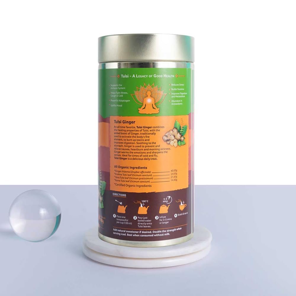 A TATA Product Tulsi Ginger Tea - 100g, Rich in Antioxidants, Supports Digestion, Stress Relieving, Helps Boost Metabolism, Caffeine-Free, Whole Herbs - Image 5