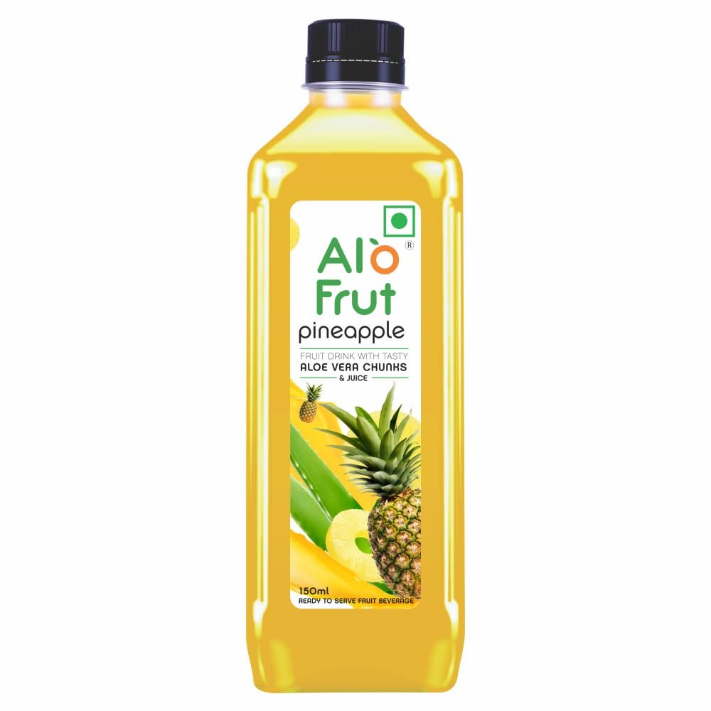 Pineapple Fruit Drink with Tasty Aloevera Chunks & Juice | Goodness of Fruits and Aloevera | Ready-to-Serve Fruit - 150 ml (Pack of 45)