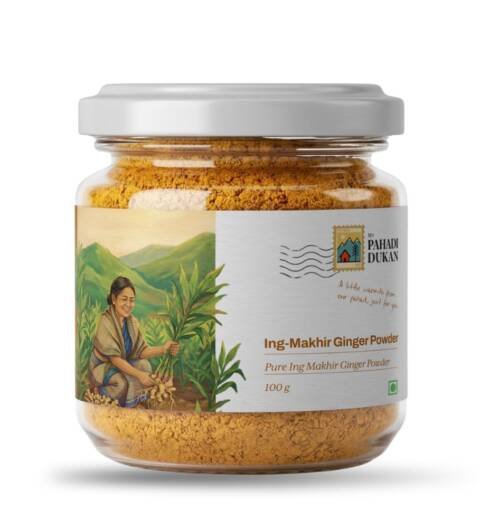 My Pahadi Dukan Ing Makhir Ginger Powder 100g, Rare Meghalaya Heirloom Ginger/ Adrak, Naturally High Gingerol Variety, Chemical-Free Indigenous Farm Produce, Rich Aroma for Tea, Kadha, Cooking & Daily Wellness
