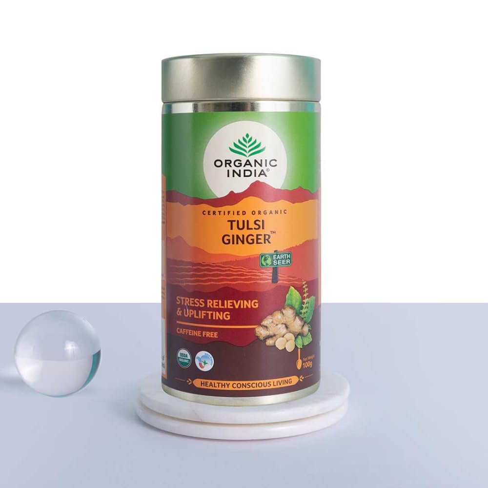 A TATA Product Tulsi Ginger Tea - 100g, Rich in Antioxidants, Supports Digestion, Stress Relieving, Helps Boost Metabolism, Caffeine-Free, Whole Herbs - Image 2