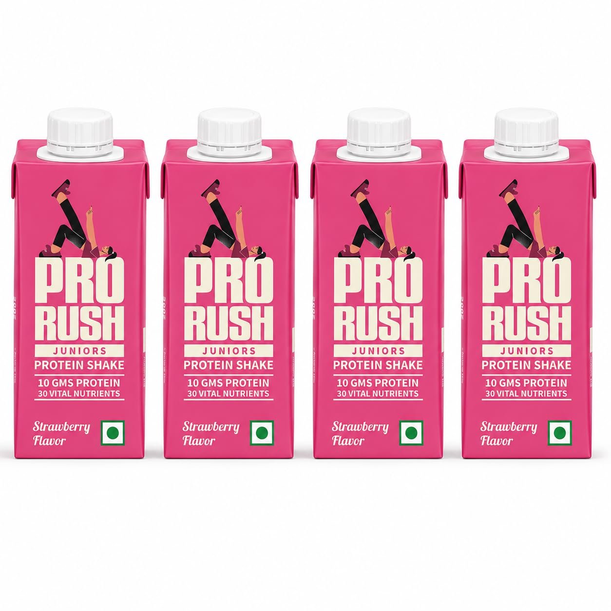 Strawberry Protein Shake 250ml (Pack of 4) | Ready-to-Drink Protein Beverage with High Protein & Vitamins | Strawberry Flavour | Post Workout & Daily Nutrition Drink