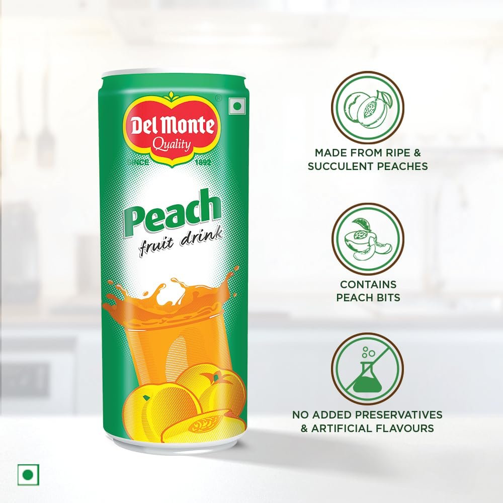 Peach Fruit Drink (6 X 240 ML Can) -With Real Peach bits | Sweet, Juicy & Perfect for Cocktails & Mocktails - Image 5