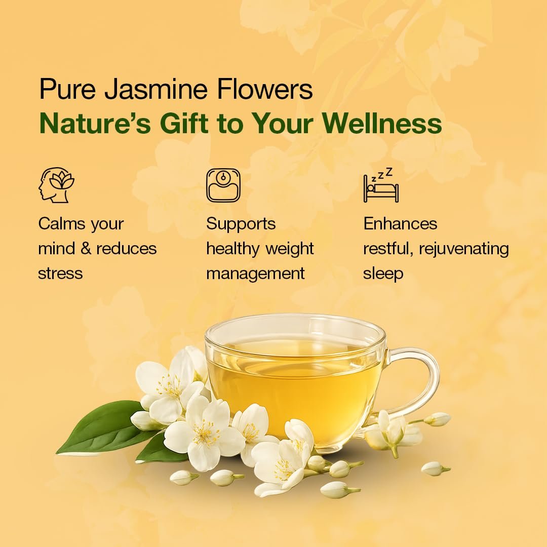 Jasmine Tea Bags | Caffeine Free Herbal Tea for Weight Loss, Stress Relief & Water Retention | Jasmine Infusion for Daily Wellness - Image 5