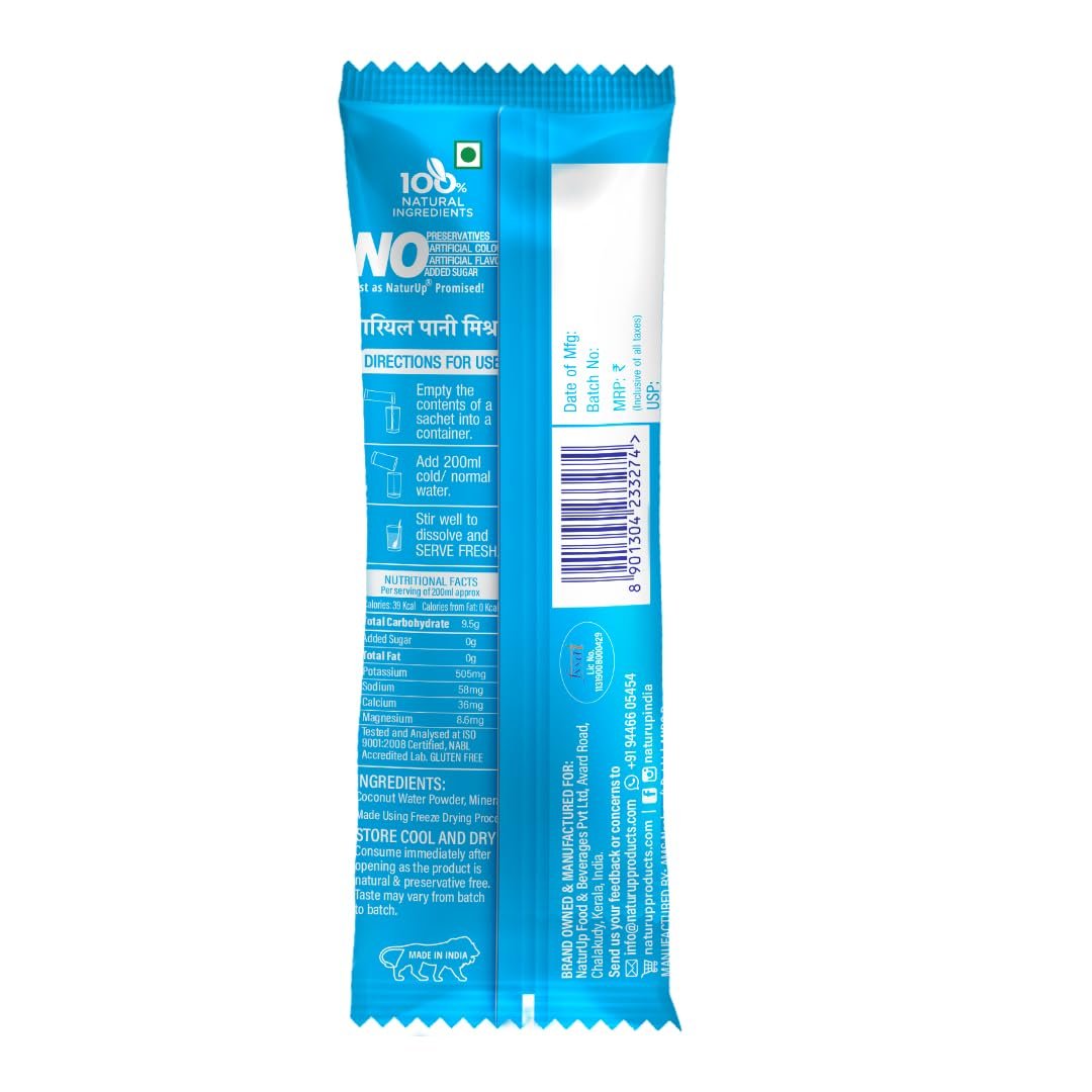 Tender Coconut Water Powder Mix, 100 Sachets(1200g) | Instant Nariyal Pani with No Added Sugar, Flavours or Preservatives | Electrolytes for Hydration & Energy | For Glowing Skin & Refreshment - Image 2