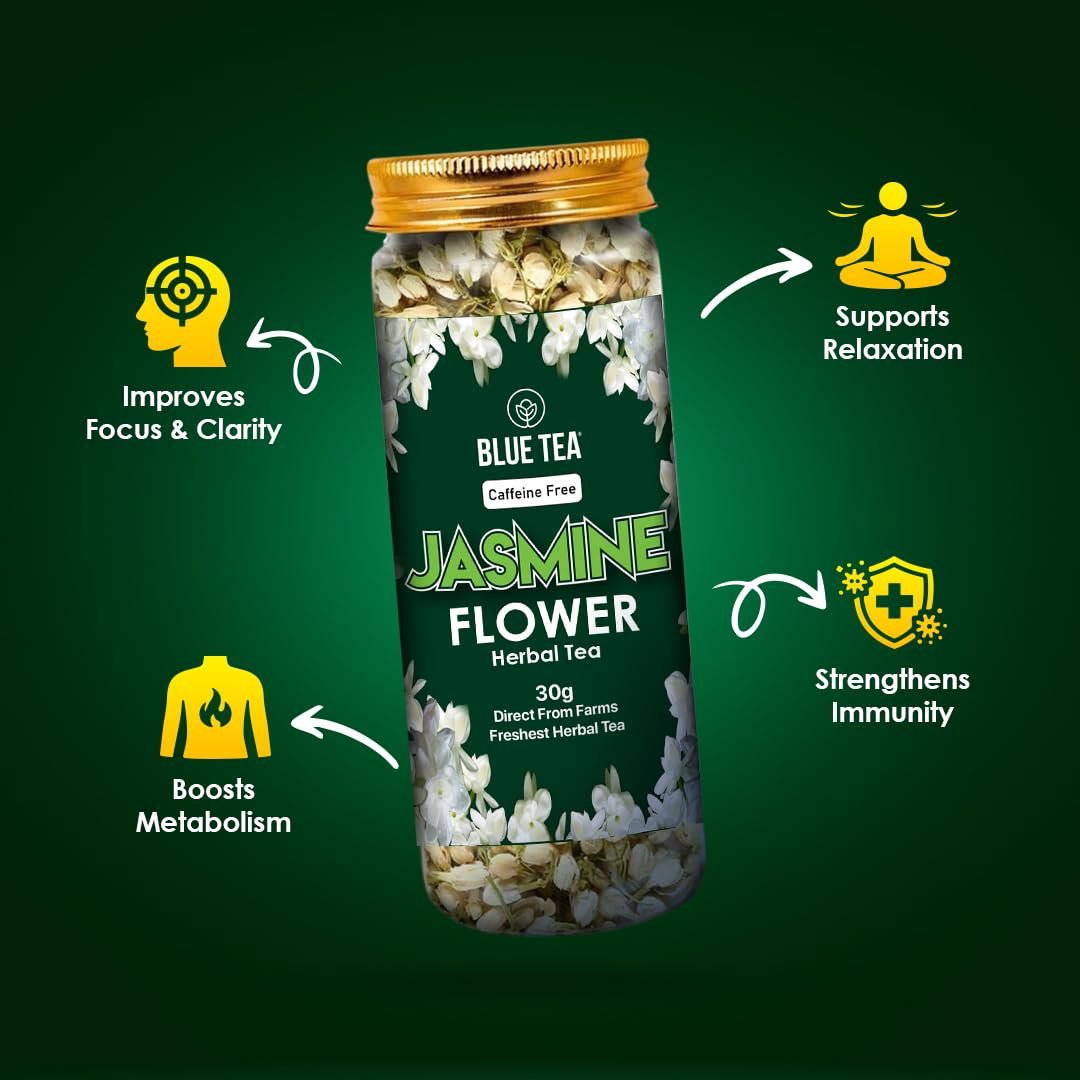 Jasmine Tea - 30gm - 30 Cups | FOR SLIMMING BODY & STRESS RELIEF | Non-Bitter - Farm Fresh - Caffeine Free - Herbal Tea - Flower Based | Reusable Pet Jar - Image 2