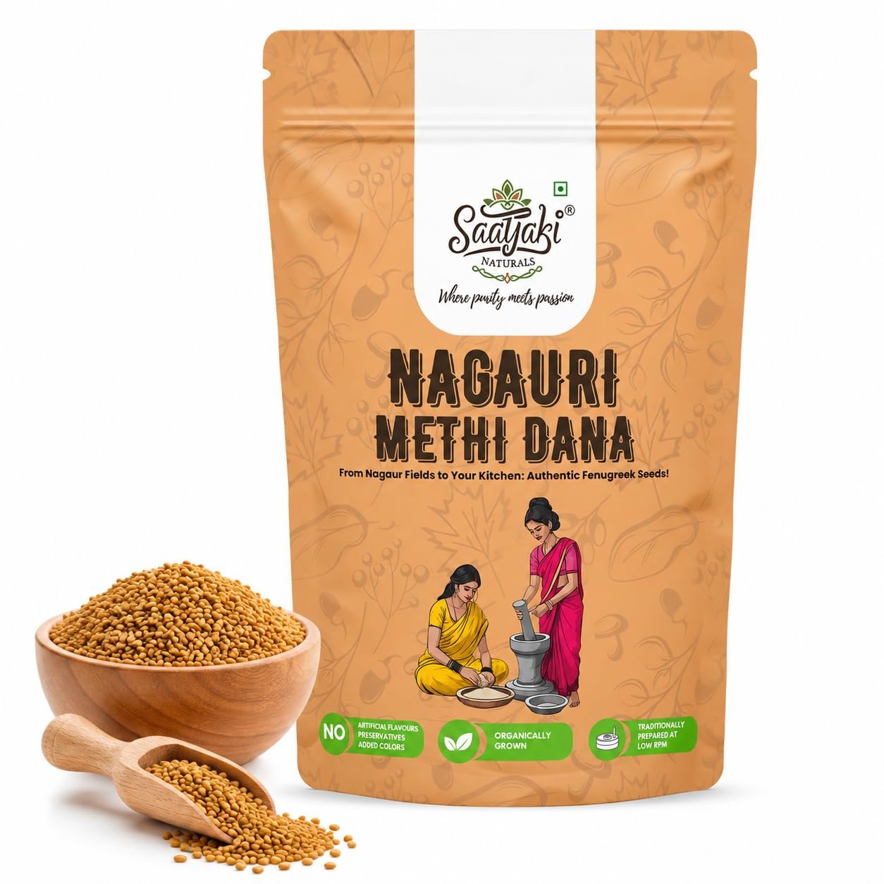 Organic Methi Seeds - 500gm | Preimium Quality Fenugreek Seeds | Sabut Methi Dana | Menthulu Seeds | Vendayam |Hygenically Packed and Perfect for Daily Cooking, Tadka and Pickles