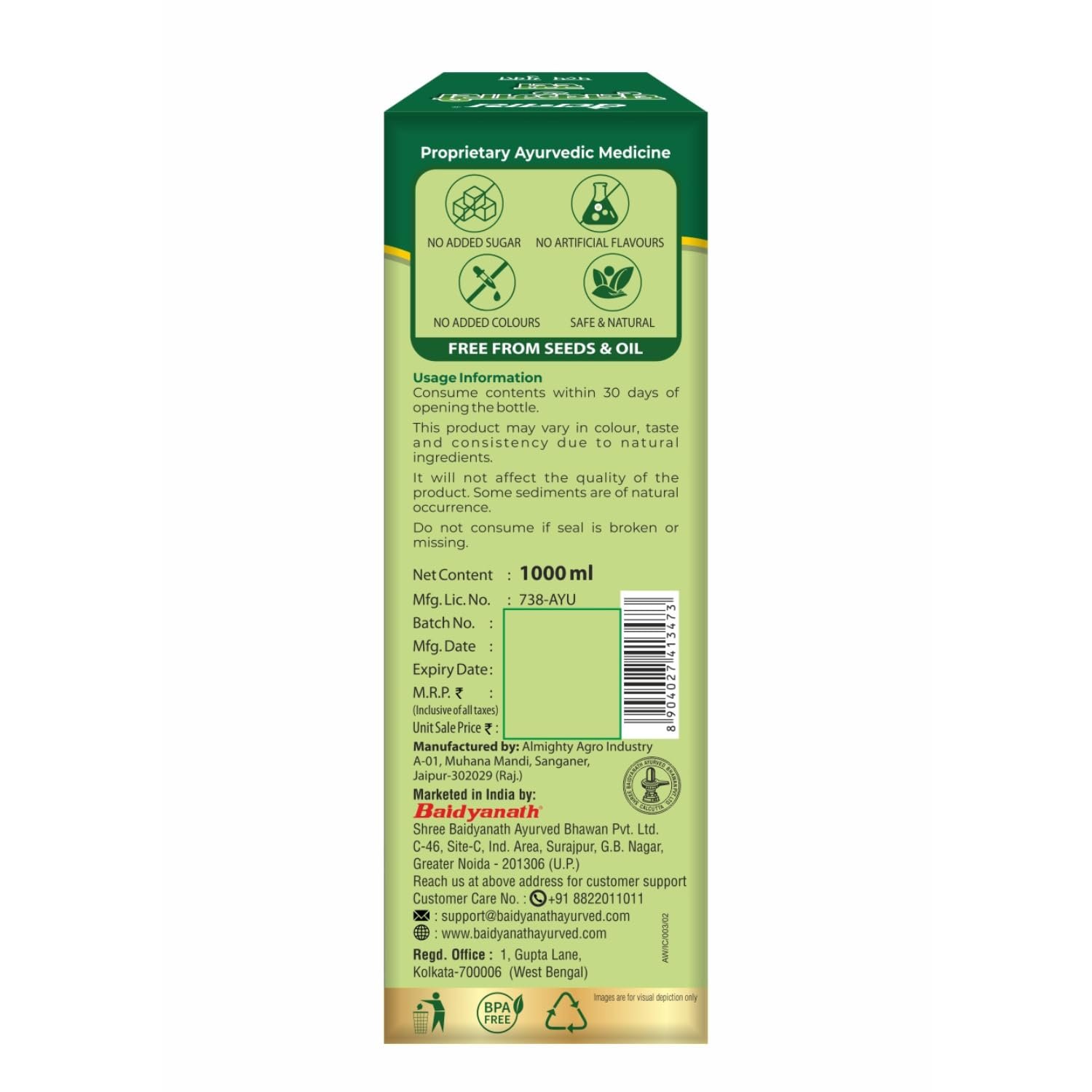 Aloe Vera Juice 1L | Pure Organic Aloevera Juice with Natural Enzymes & Antioxidants | Helps in Gut Health, Skin Nourishment | No Added Sugar - Image 8