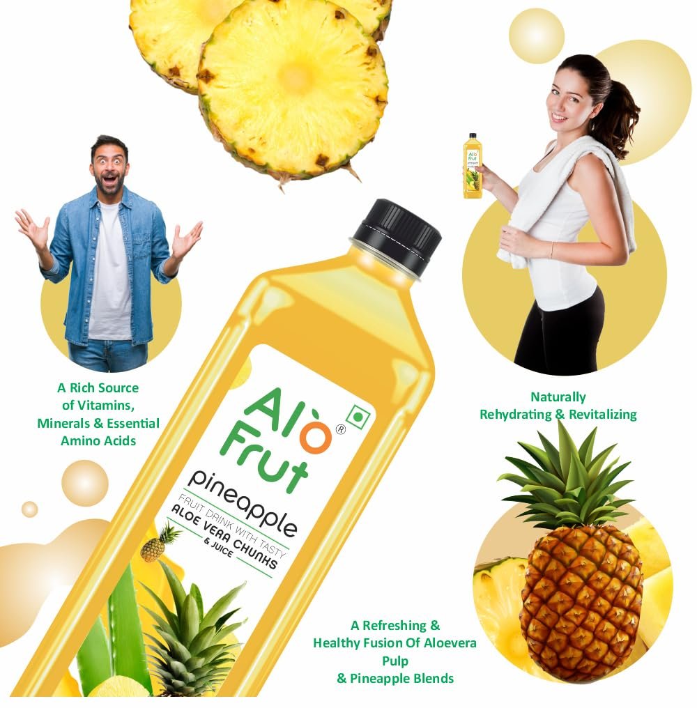 Pineapple Fruit Drink with Tasty Aloevera Chunks & Juice | Goodness of Fruits and Aloevera | Ready-to-Serve Fruit - 150 ml (Pack of 45) - Image 4