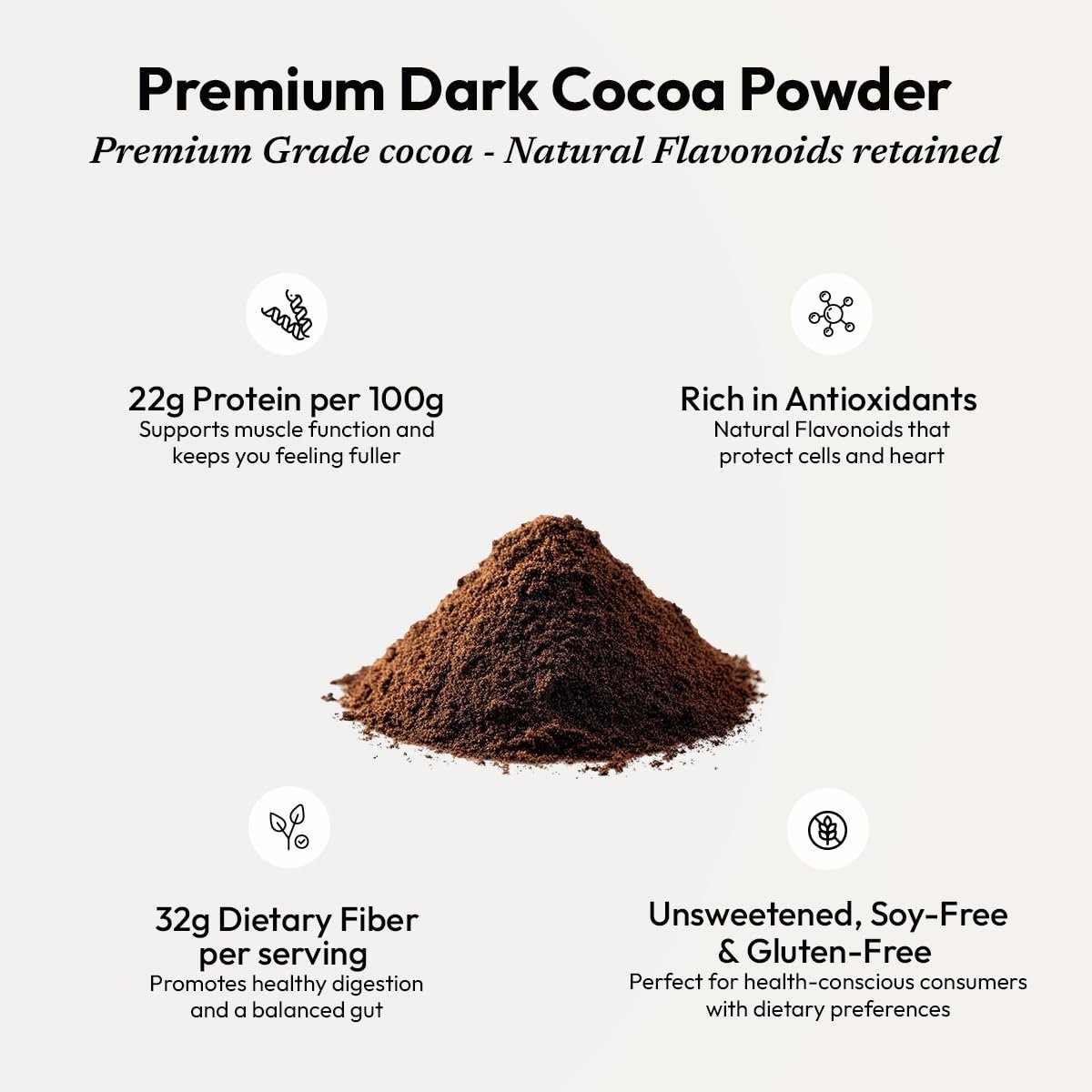AIWO Dark Cocoa Powder Unsweetened – 250g | Pure & Raw Cocoa | Vegan, Gluten-Free | Rich in Antioxidants | For Hot Chocolate, Smoothies, Baking & Desserts - Image 5