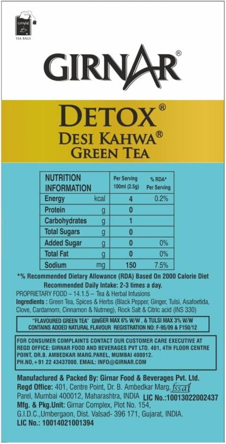 Food & Beverages Pvt. Ltd. Detox Green Tea - Desi Kahwa (36 Tea Bags) 90 gm - Image 8
