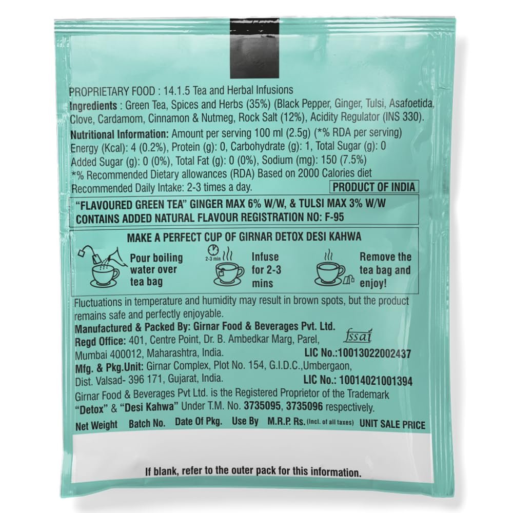 Food & Beverages Pvt. Ltd. Detox Green Tea - Desi Kahwa (36 Tea Bags) 90 gm - Image 7