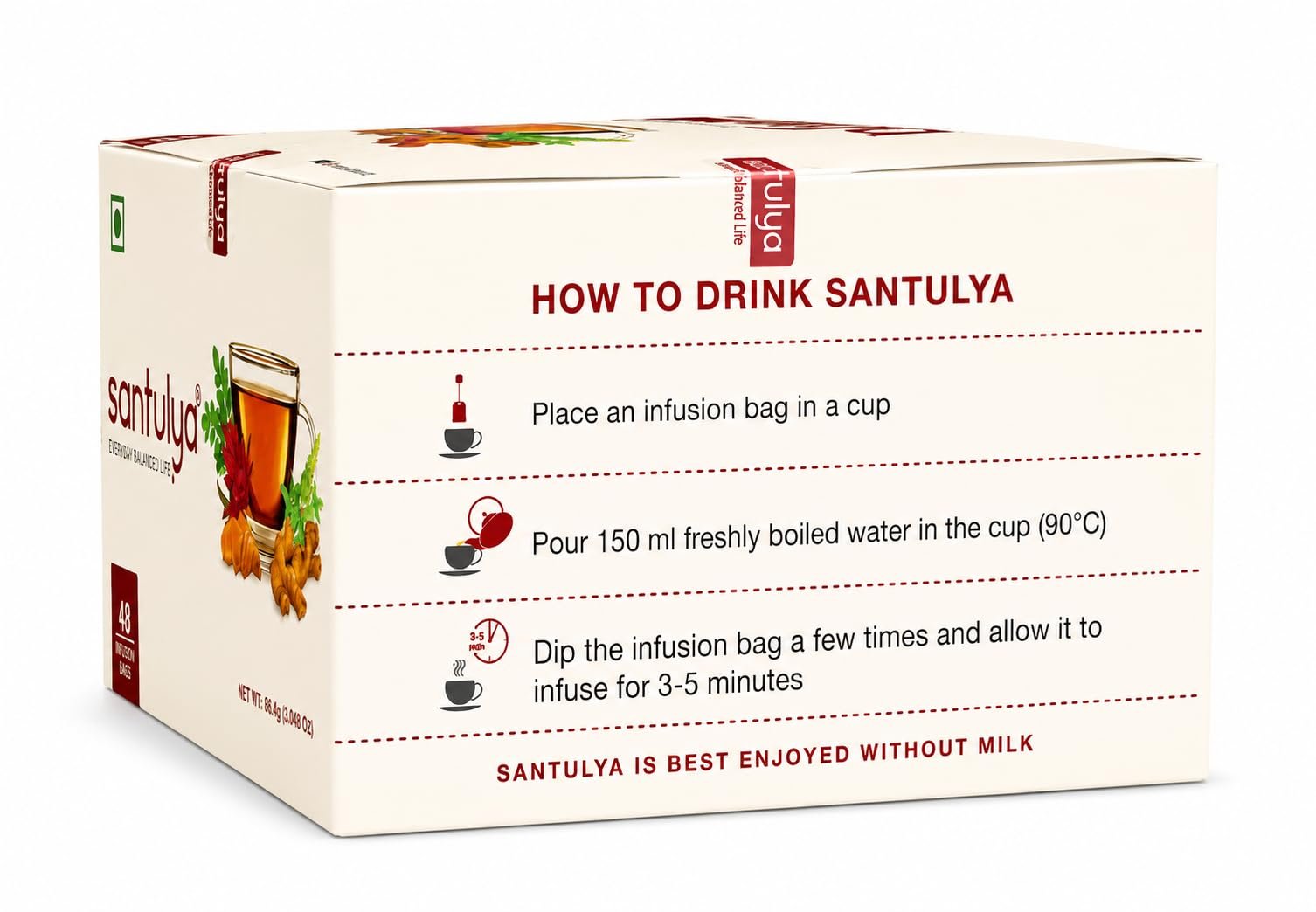 Herbal Tea –Turmeric, Tulsi,Moringa,Hibiscus & Ginger, 48 Tea Bags - Image 2