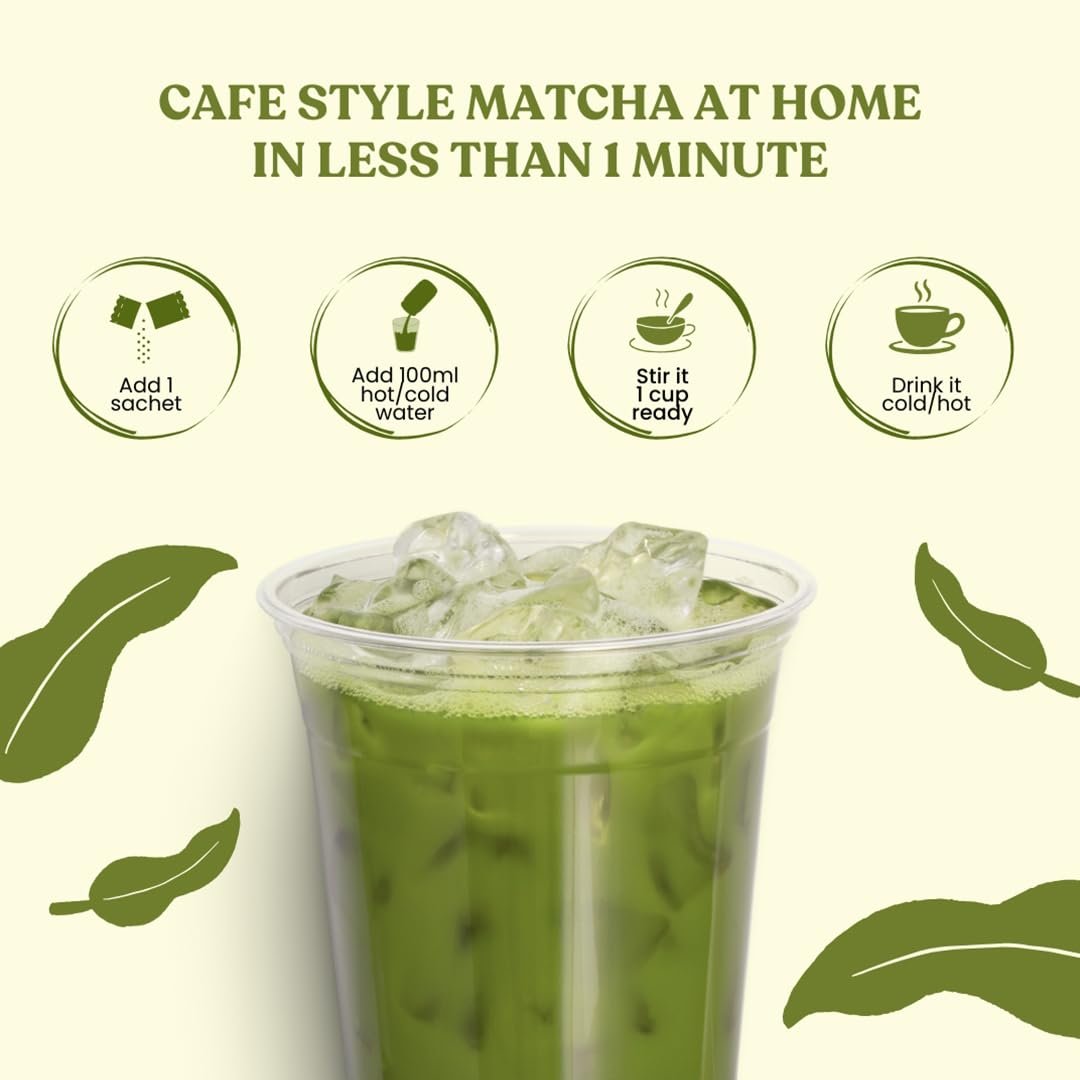 Instant Matcha Premix Latte (3in1) - 3 sachets x 15g (45g - Pack Of 1)|Sourced From Japan|Pure & Authentic, Smooth Taste|With Milk Solids & Sugar For Quick, Café-Style Green Tea Anywhere - Image 3