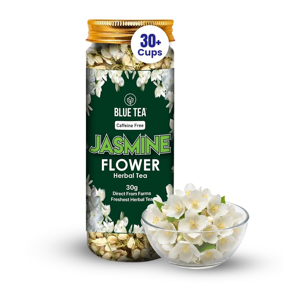 Jasmine Tea - 30gm - 30 Cups | FOR SLIMMING BODY & STRESS RELIEF | Non-Bitter - Farm Fresh - Caffeine Free - Herbal Tea - Flower Based | Reusable Pet Jar