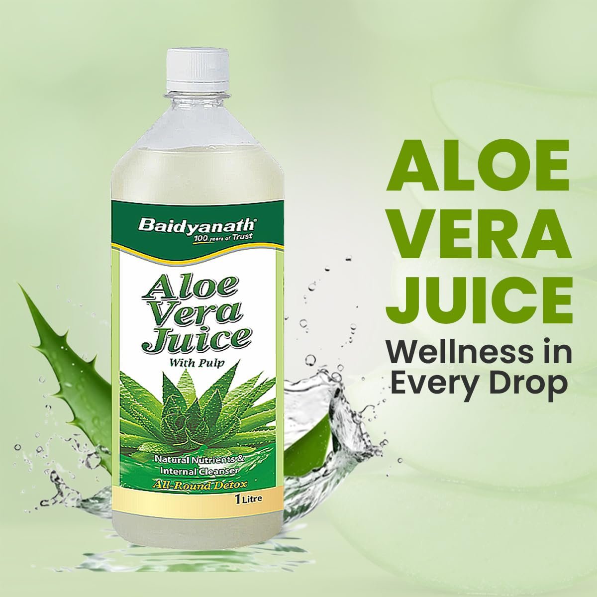 Aloe Vera Juice 1L | Pure Organic Aloevera Juice with Natural Enzymes & Antioxidants | Helps in Gut Health, Skin Nourishment | No Added Sugar - Image 3