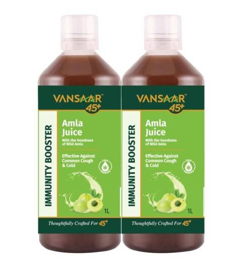Vansaar Amla juice 1L | Boosts immunity naturally | 100% Cold Pressed (Pack of 2)