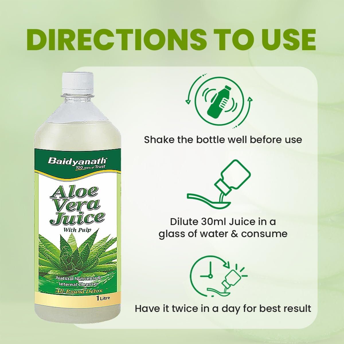Aloe Vera Juice 1L | Pure Organic Aloevera Juice with Natural Enzymes & Antioxidants | Helps in Gut Health, Skin Nourishment | No Added Sugar - Image 6