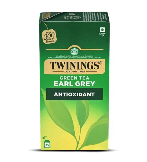 Green Tea & Earl Grey, 25 Tea Bags| Pack of 1| Perfectly Balanced & Refreshing Taste| With Light, Citrusy Flavour of Bermagot| Low Calorie| Handpicked Green Tea Leaves| Enjoy a Hot Cup of Tea