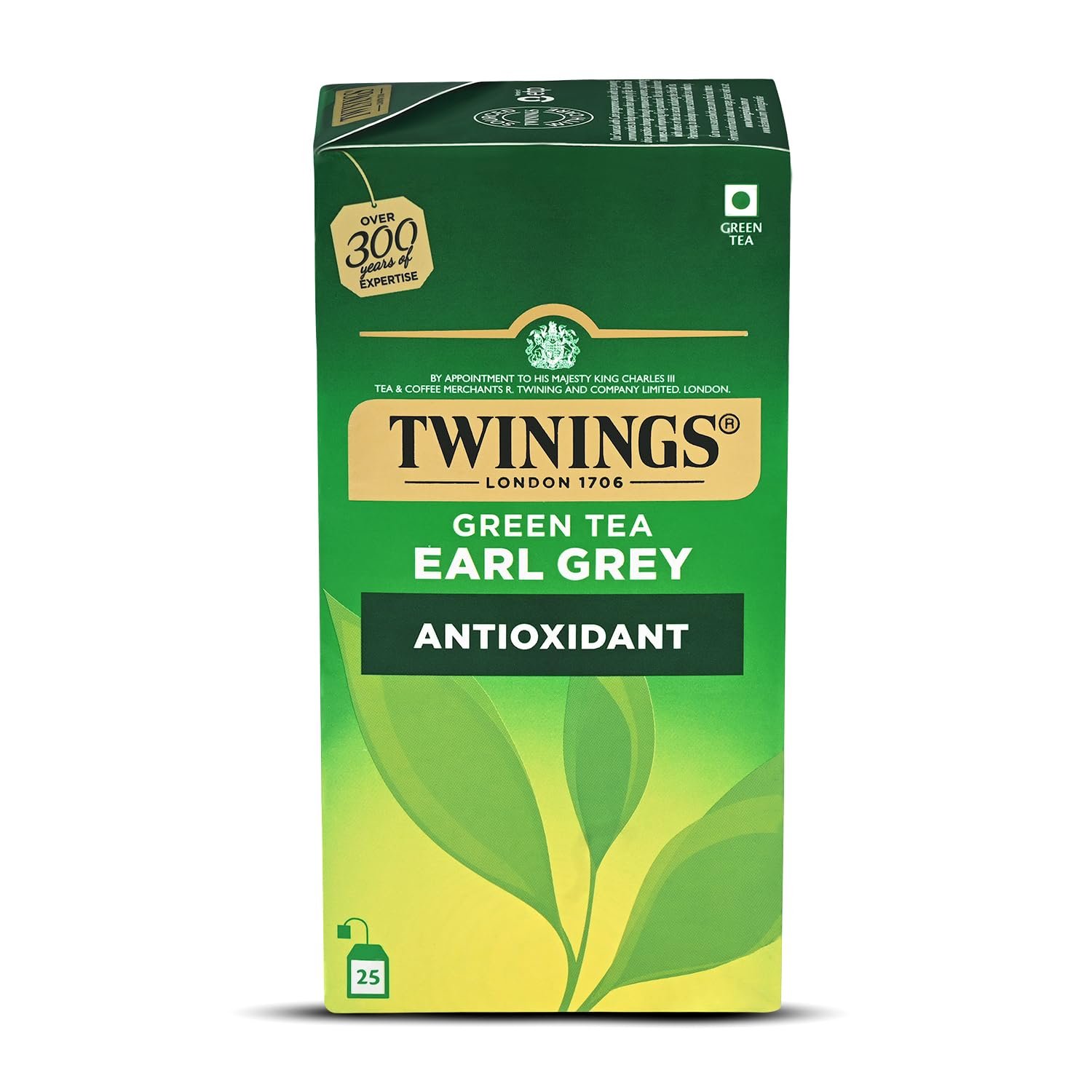 Green Tea & Earl Grey, 25 Tea Bags| Pack of 1| Perfectly Balanced & Refreshing Taste| With Light, Citrusy Flavour of Bermagot| Low Calorie| Handpicked Green Tea Leaves| Enjoy a Hot Cup of Tea