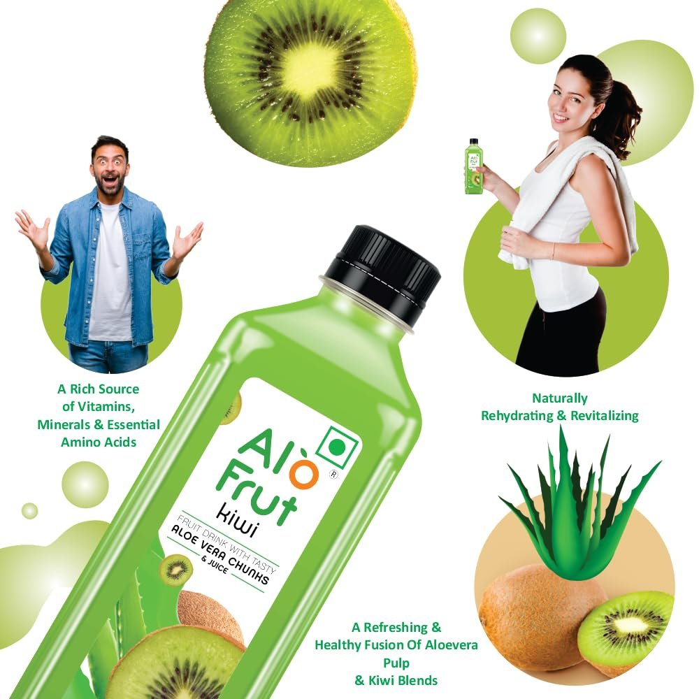 Kiwi Fruit Drink with Tasty Aloevera Chunks & Juice - 300ml (Pack of 24) |Goodness of Fruits and Aloevera|Ready-to-Serve Fruit Juice|Kiwi Juice - Image 4