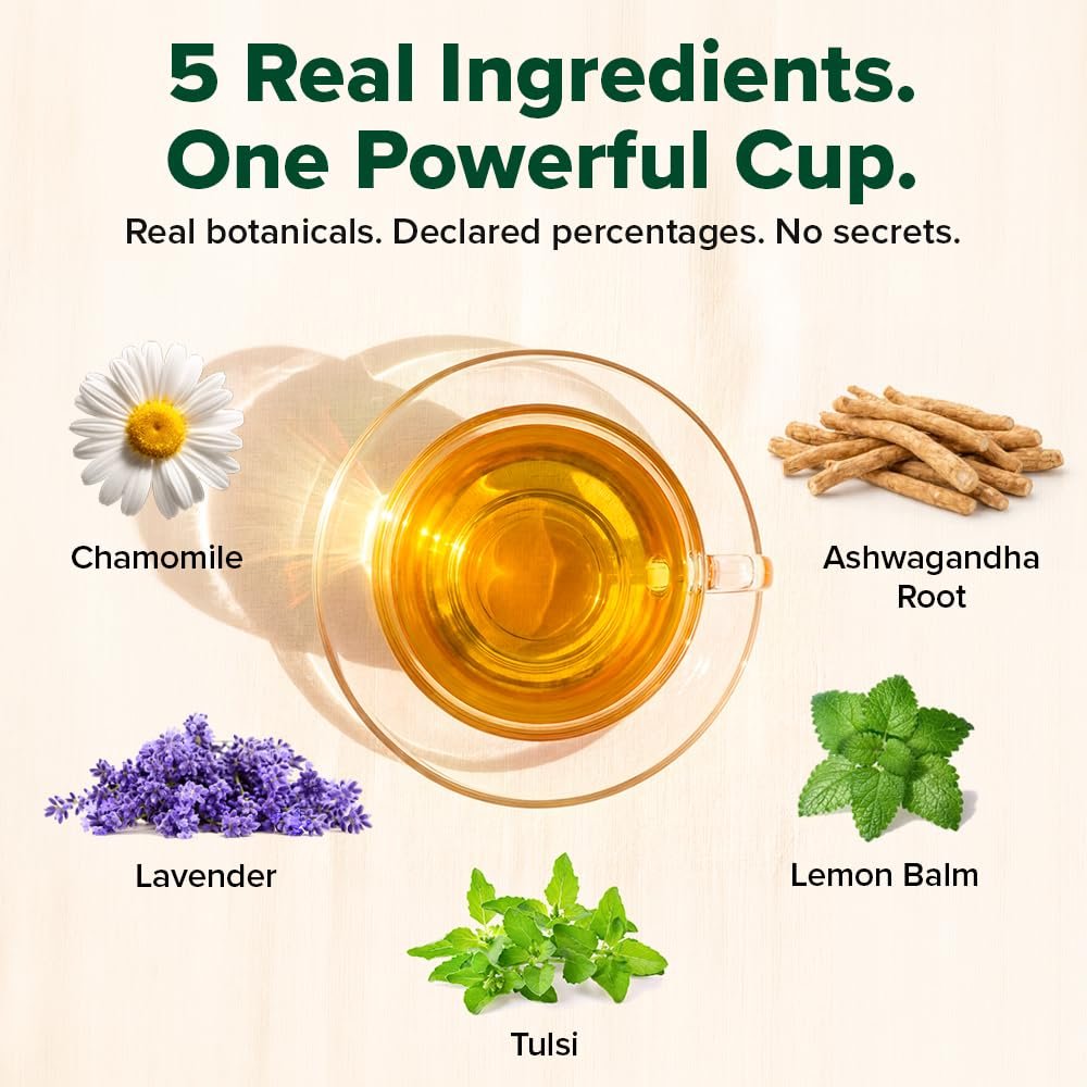 Stress Balance Herbal Infusion | Chamomile, Ashwagandha & Tulsi | Eases Tension & Promotes Relaxation | Honey Vanilla Flavour | Caffeine Free | 30 Tea Bags - Image 4