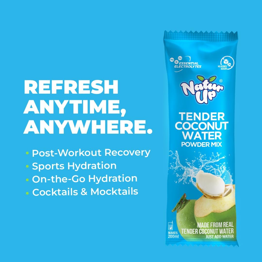 Tender Coconut Water Powder Mix, 100 Sachets(1200g) | Instant Nariyal Pani with No Added Sugar, Flavours or Preservatives | Electrolytes for Hydration & Energy | For Glowing Skin & Refreshment - Image 9