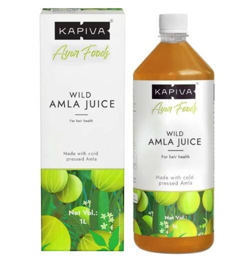 Kapiva Wild Amla Juice (1L) | Suitable for Healthy Hair & Skin | Natural Source of Vitamin C | Organic & Natural Juice Made with Cold Pressed Amla from Pratapgarh | No Added Sugar