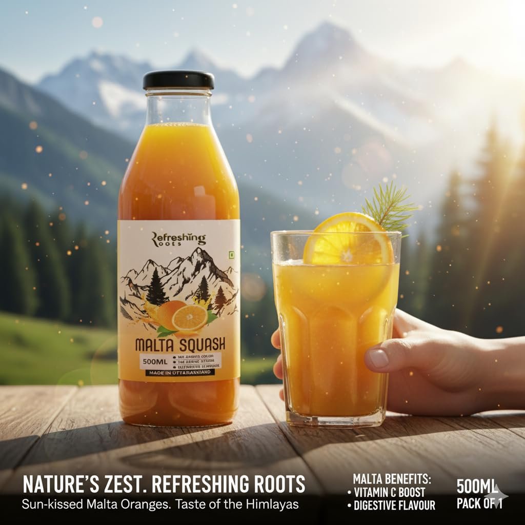Malta Squash and Buransh Squash Combo, No Added Sugar, Natural Flavors, 500ml Glass Bottles, Made in Uttarakhand - Image 6