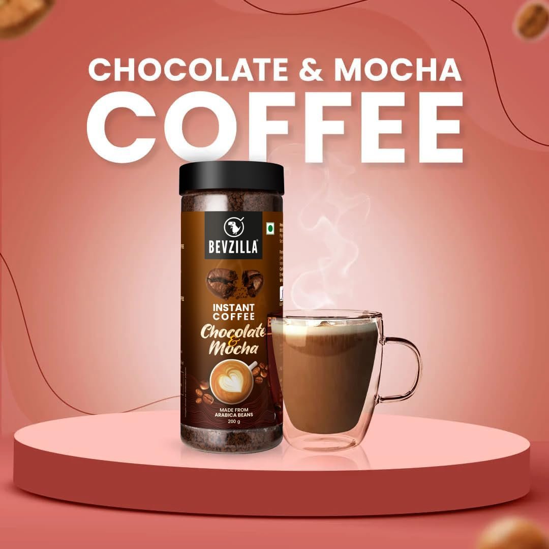 Chocolate & Mocha (Choco-Mocha) Instant Coffee Powder Jar – 200g | Arabica Beans with Chocolaty Twist | Perfect for Espresso, Latte & Cappuccino | Enjoy Hot & Cold Brews - Image 2