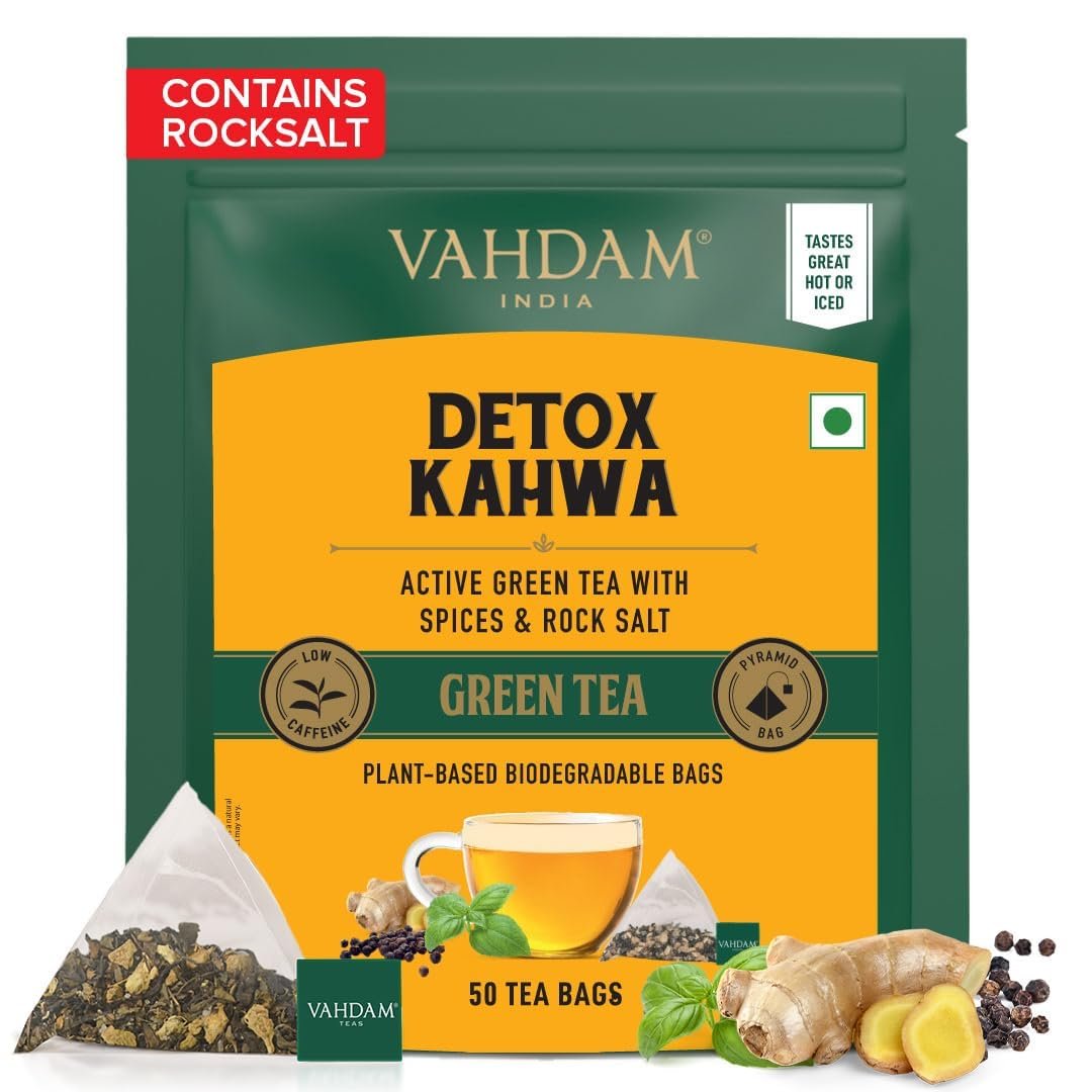 Detox Kahwa - 50 TB | Desi 6-Spice Blend | Aids Digestion, Boosts Immunity & Metabolism | Ginger, Tulsi, Cloves & Rock Salt | Non-GMO