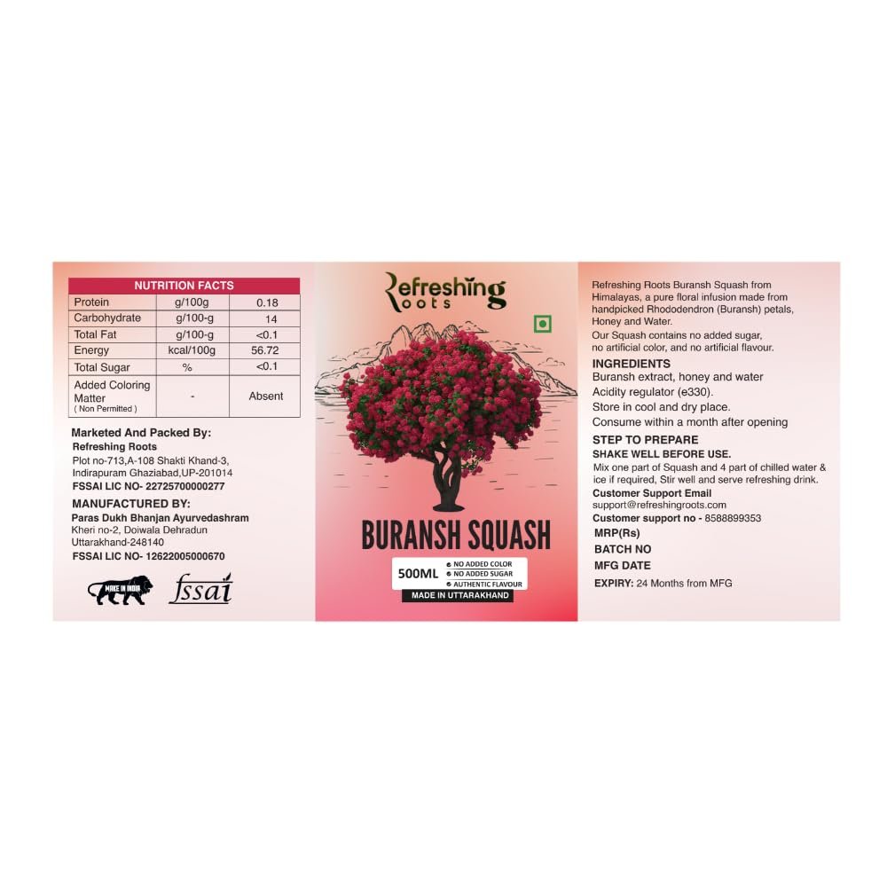 Malta Squash and Buransh Squash Combo, No Added Sugar, Natural Flavors, 500ml Glass Bottles, Made in Uttarakhand - Image 9