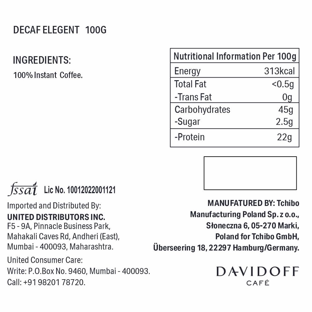 Decaf Elegant Instant Coffee - 6/12 Intensity - 100% Arabica - 100G, Granule. - Image 3