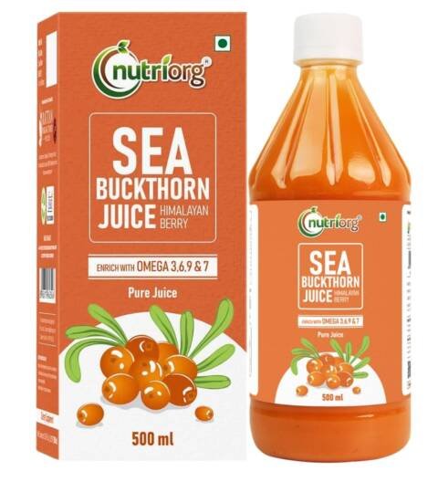 Pure Sea Buckthorn Juice Concentrate Pulp 500ml | Cold Pressed | 100% Himalayan Berry | Rich in Omega 3, 6, 7 & 9, Vitamin C | Immunity & Antioxidant Support | No Added Sugar