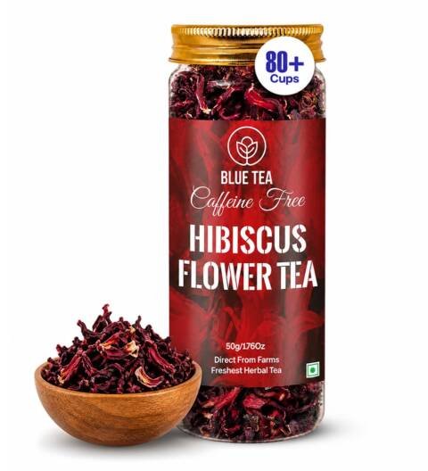 Hibiscus Tea Leaves 50 gm (80+ Cups) | Dried Hibiscus Flowers | Gudhal Ke Phool | Caffeine Free Herbal Infusion | Dry Flowers | Skin & Hair Care | Pet Jar