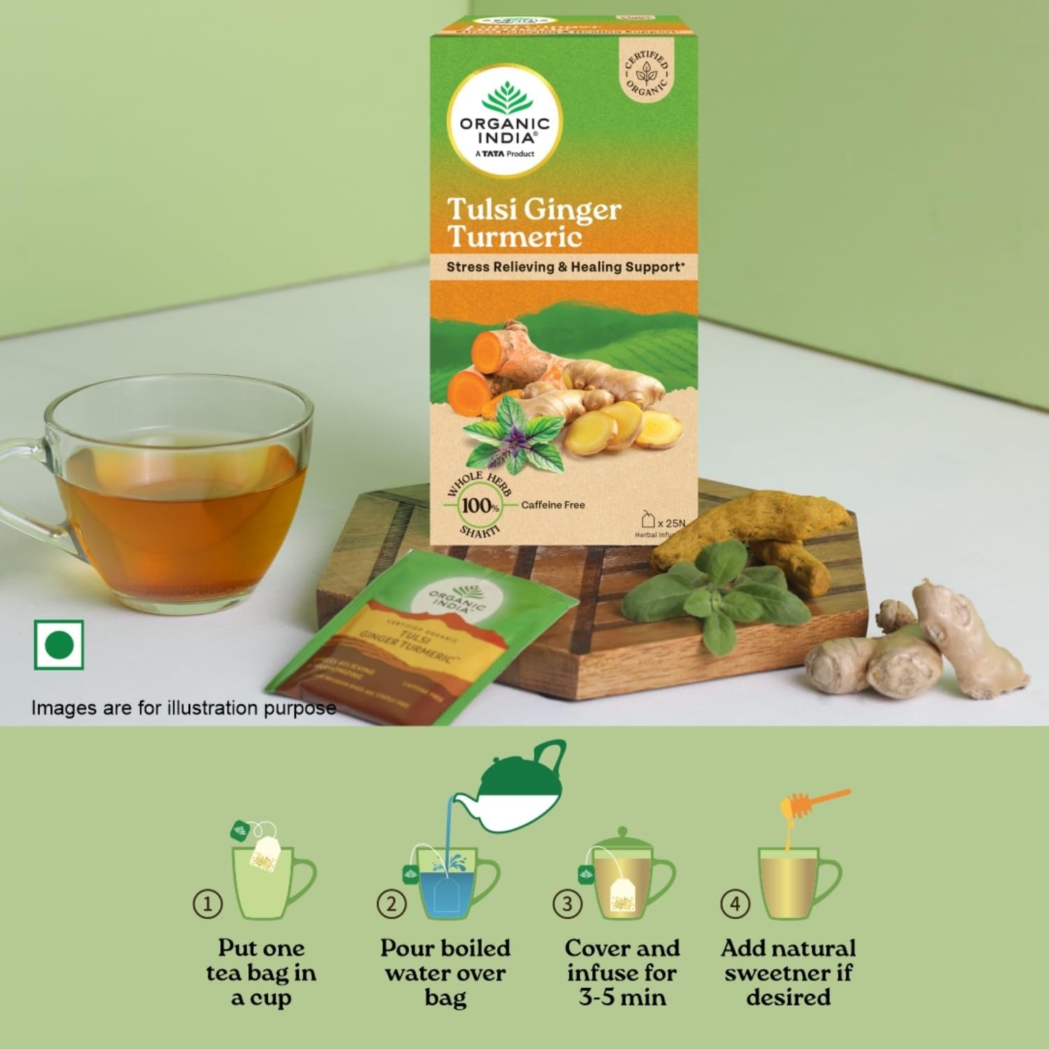 A TATA Product Tulsi Ginger Turmeric - 25 Tea Bags, Boosts Immunity, Supports Healing & Recovery, Rich in Antioxidants, Made with Tulsi, Turmeric, Cinnamon, and Pepper - Image 6