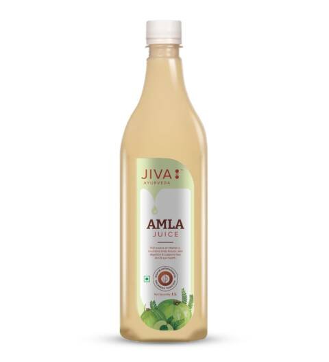 Jiva Amla Juice 1 Litre | Improves Digestion, Boosts Immunity, Promotes Healthy Hair & Skin | Cold Pressed Fresh Amlas, Rich in Vitamin C & Antioxidants, With No Artificial Flavours (Pack of 1)