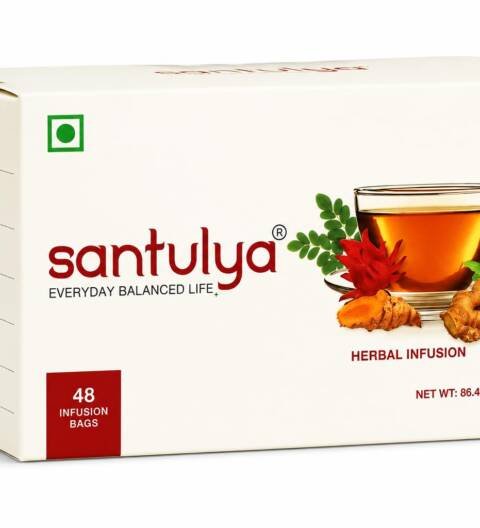 SANTULYA Herbal Tea –Turmeric, Tulsi,Moringa,Hibiscus & Ginger, 48 Tea Bags