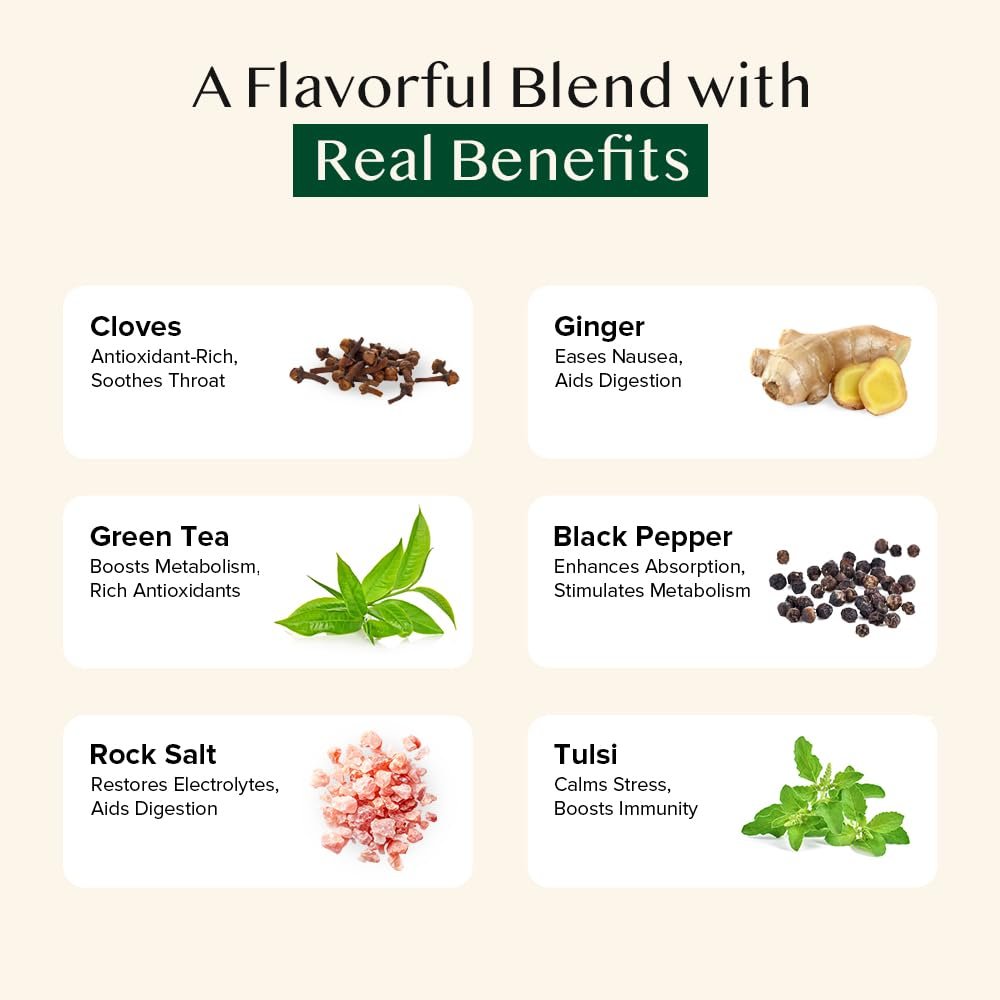 Detox Kahwa - 50 TB | Desi 6-Spice Blend | Aids Digestion, Boosts Immunity & Metabolism | Ginger, Tulsi, Cloves & Rock Salt | Non-GMO - Image 2