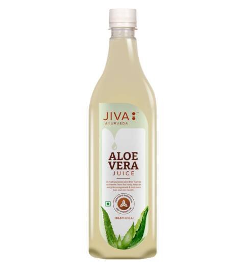 Jiva Aloe Vera Juice 1 Litre | Cold Pressed Juice Boosts Immunity, Improves Digestion, Detoxifies The Body | Promotes Healthy Skin & Hair | No Artificial Flavour & Suger (Pack of 1)