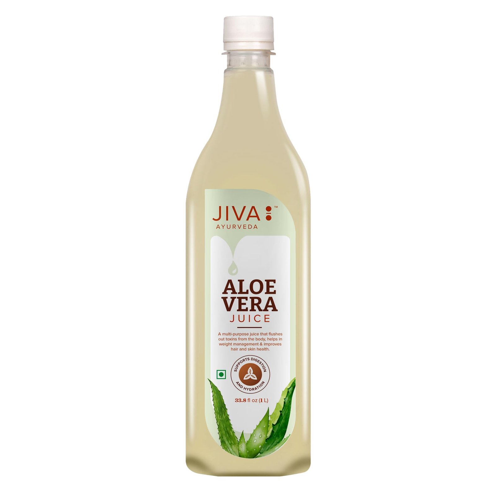 Jiva Aloe Vera Juice 1 Litre | Cold Pressed Juice Boosts Immunity, Improves Digestion, Detoxifies The Body | Promotes Healthy Skin & Hair | No Artificial Flavour & Suger (Pack of 1)