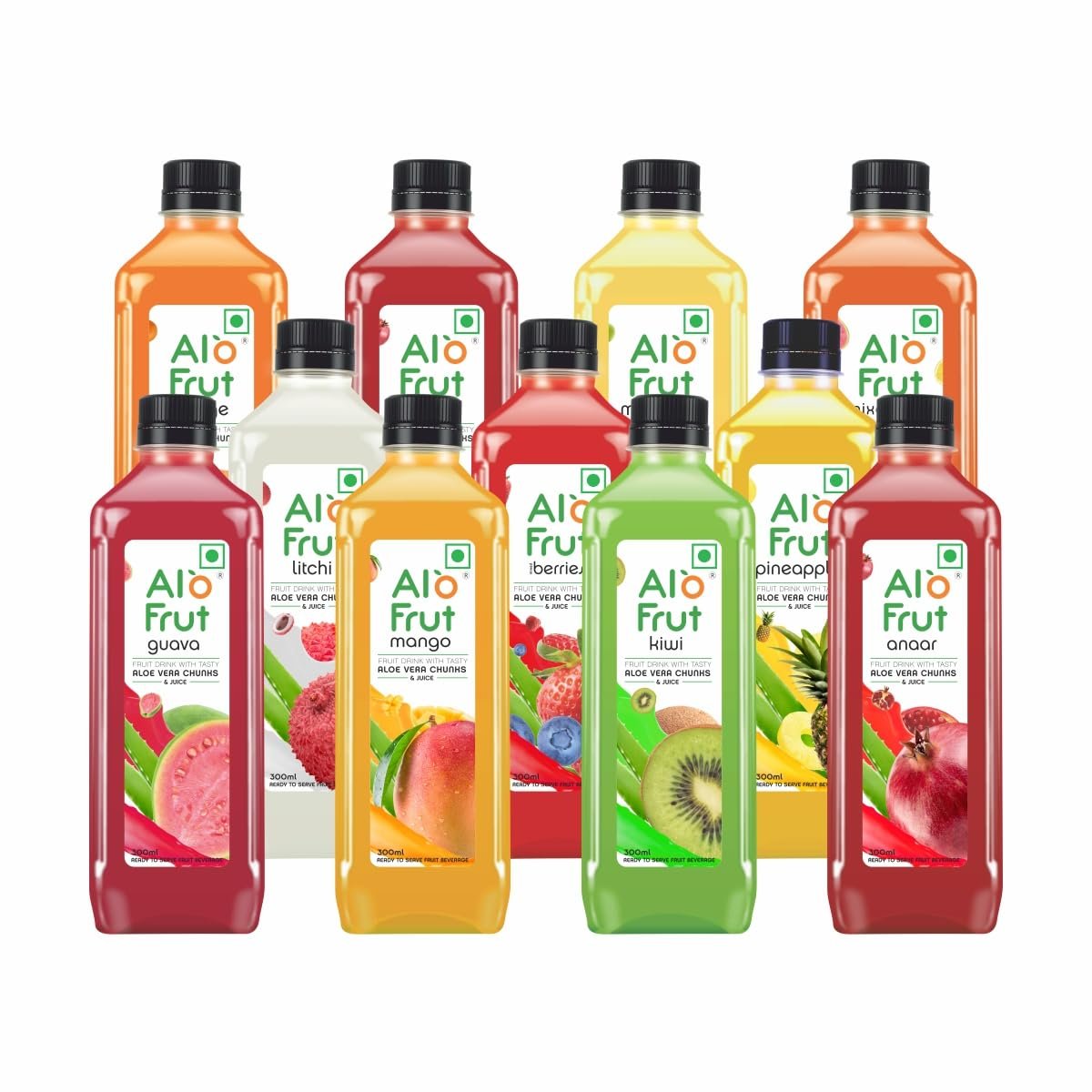 Fruits Drink with Tasty Aloevera Chunks & Juice 300 ml - Pack of 24 | Goodness of Fruits and Aloevera | Ready-to-Serve Fruit Juice | Fruit Juice Combo Pack