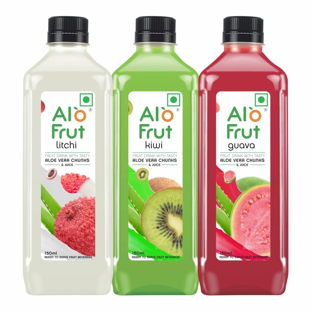 Kiwi, Litchi & Guava Fruit Drink with Aloe Vera Chunks – 150ml (Pack of 30) | Refreshing Juice with Fruits & Aloevera Goodness | Ready-to-Serve Fruit Juice