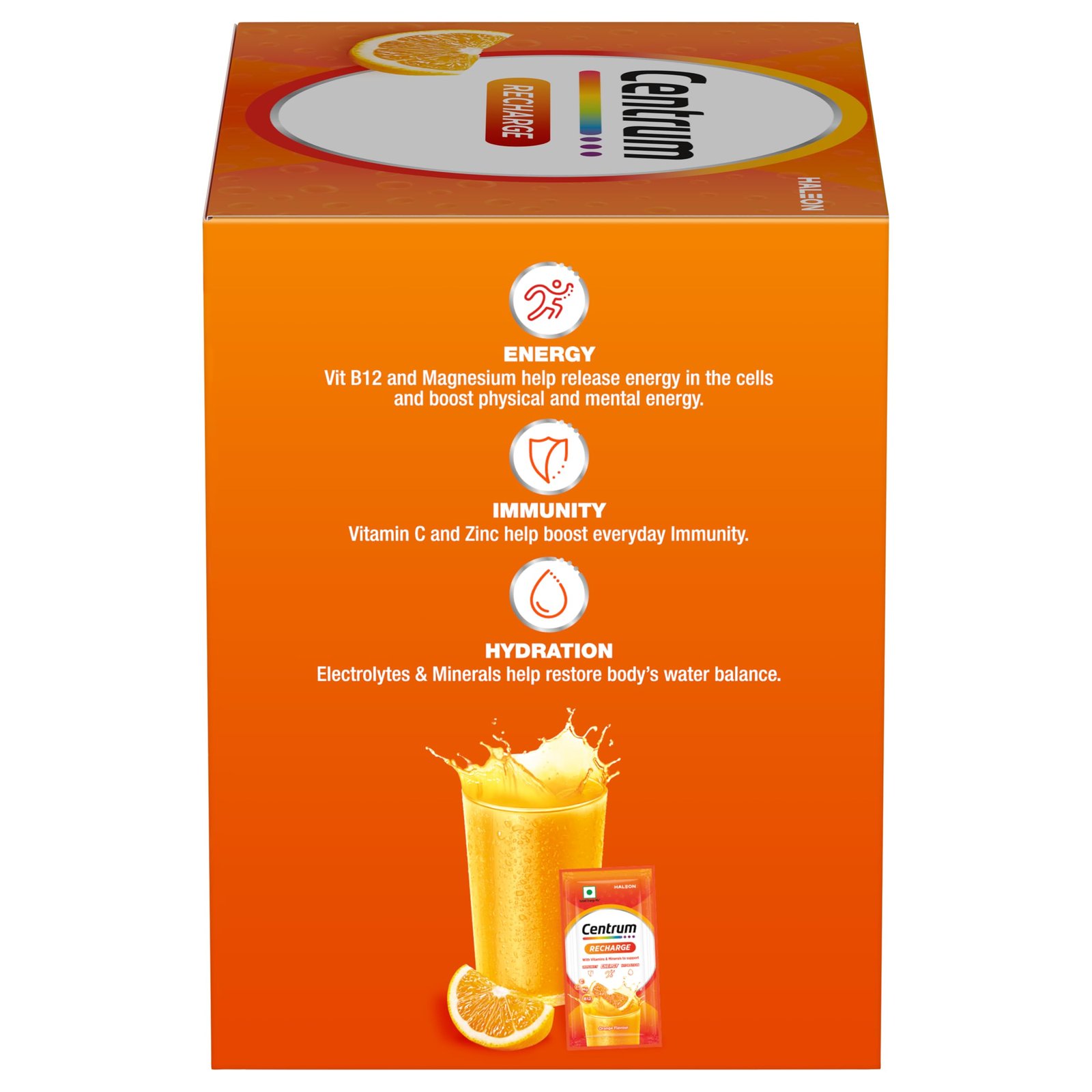 Recharge Energy Drink Mix with Vitamins & Minerals | For Energy, Hydration & Immunity | Vit. C, Vit. B12, Electrolytes, Magnesium, Biotin, Zinc & More | Orange Flavour - Pack of 30 Sachets - Image 6