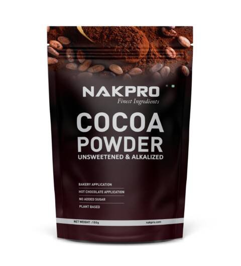 NAKPRO 100% Pure & Natural Unsweetened Plant Based Cocoa Powder, 150g | 22.5g Protein | Ideal for Cake, Baking, Hot Chocolate, Milkshakes & More (150g)