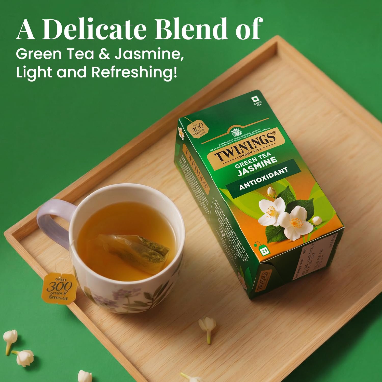 Green Tea Jasmine, 25 Tea Bags| Pack of 1| Perfectly Balanced & Refreshing Taste| Light, Flowery Aroma| Low Calorie| Handpicked Green Tea Leaves| Enjoy a Hot Cup of Tea - Image 2