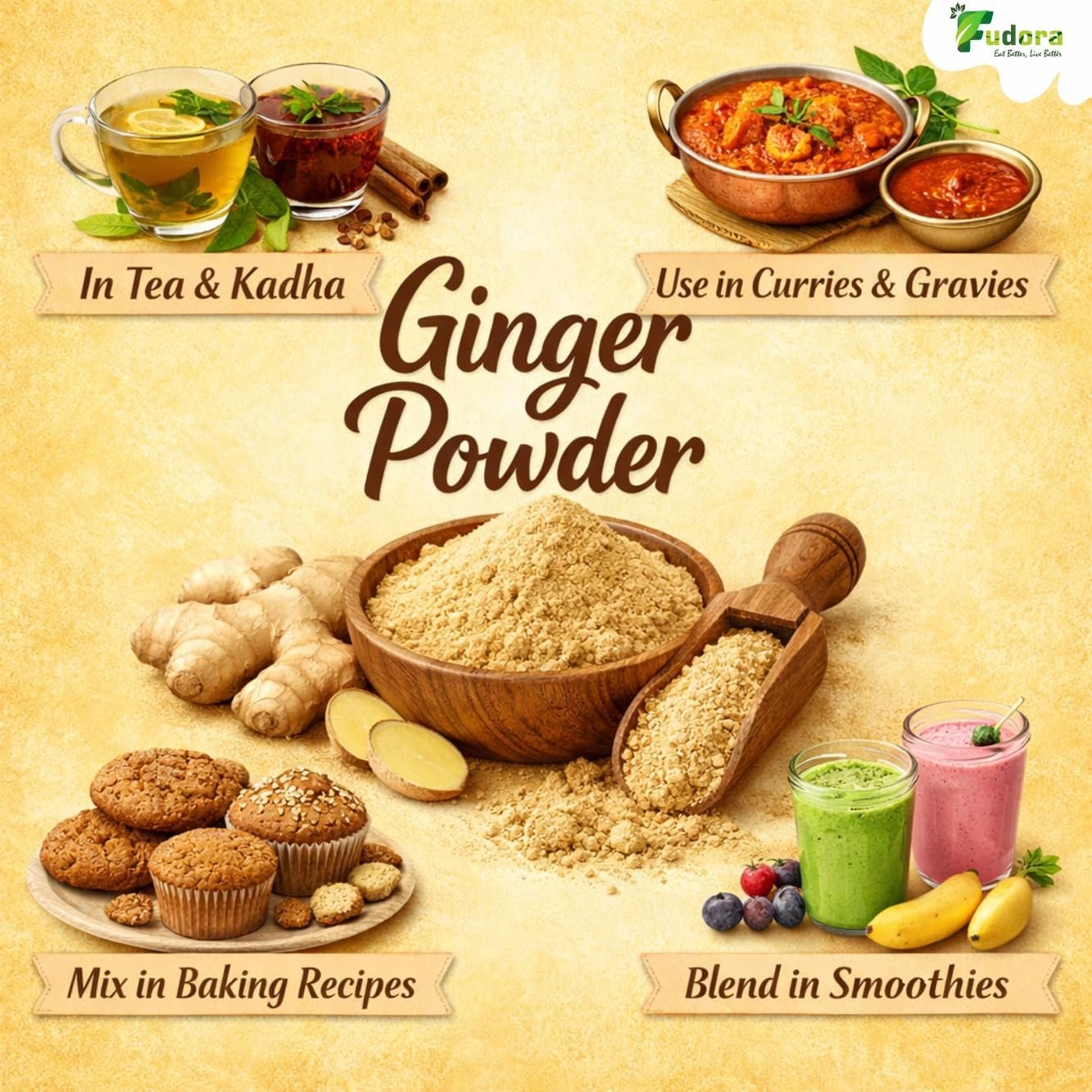 Ginger Powder | Dehydrated Adrak Powder for Cooking | Fine Ground Dry Ginger Powder | Spice for Tea, Curry, Baking, Herbal Drink, Seasoning | Natural Kitchen Ingredient (500gm, Ginger Powder) - Image 4