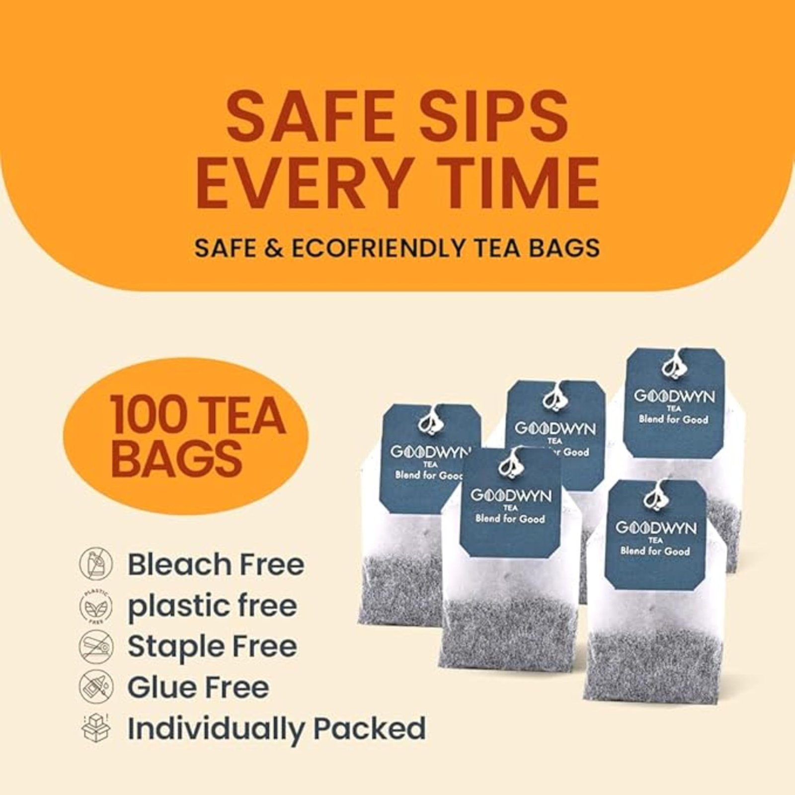 Tulsi Green Tea (100 Tea Bags) | De-stressing and Soothing | Low Caffeine Herbal Tea | Non Bitter | Plastic Free Tea Bags - Image 6