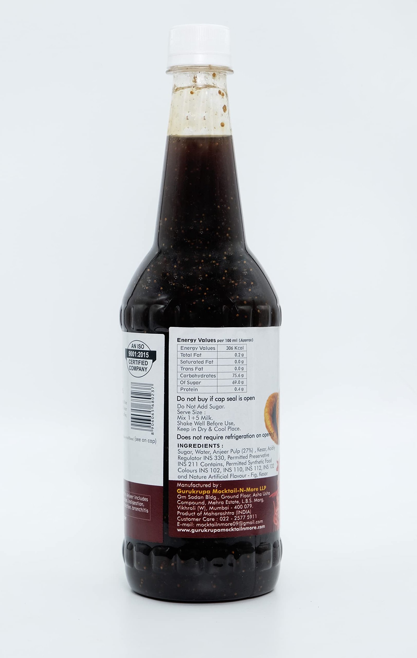 Anjeer Kesar Fruit Squash Syrup 750ml | Gluten-Free, Vegan & Low Fat Fig & Saffron Milk Sharbat Concentrate | Natural Fruit Drink Mix | Falooda, Milkshake, Dessert Topping | Homemade Style Health Drink - Image 3