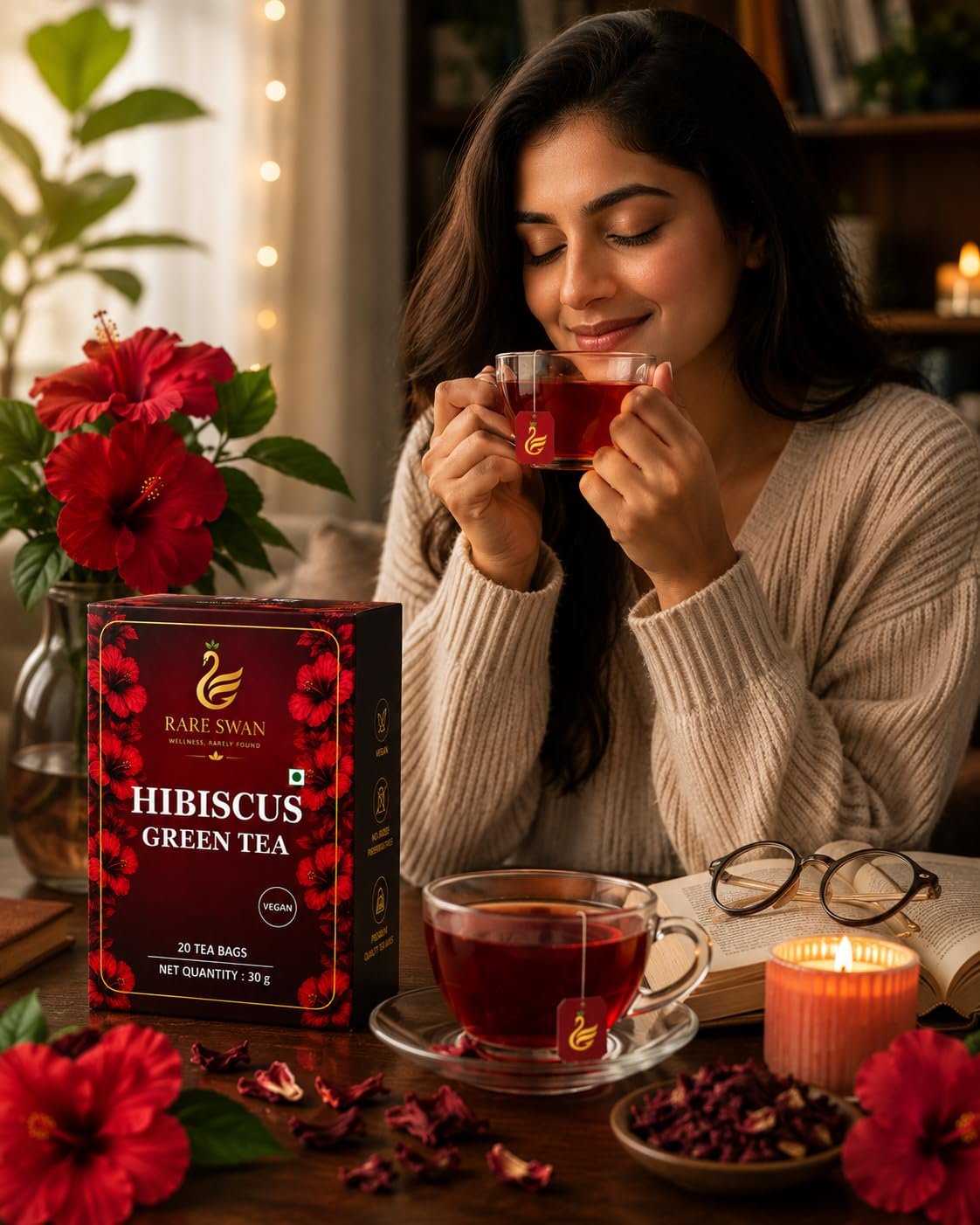Hibiscus Green Tea 30g | Hibiscus Flower & Green Tea Blend | Floral & Refreshing Infusion | Vegan | No Added Preservatives - Image 6